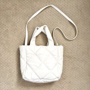 Stand Studio White Rosanne Puffy Diamond Quilted Purse w Crossbody Strap